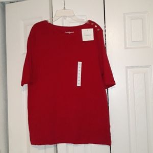 Super Cute Red short sleeve cotton blouse.